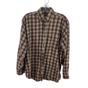 Dawson & Brooks Men's Red/Beige Plaid Long Sleeve Flannel Button Down Shirt M